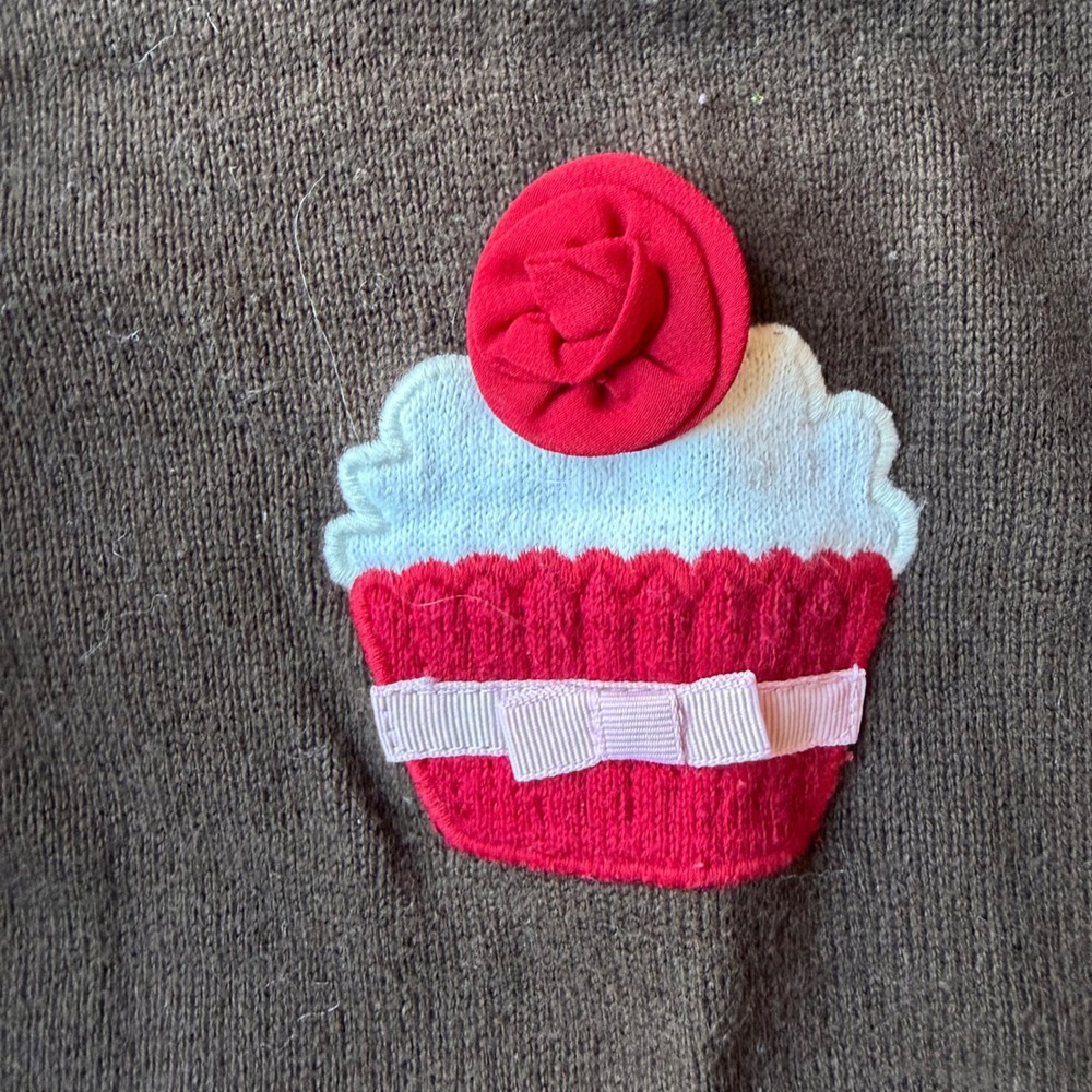 Gymboree Brown Cupcake Sweater Girls Kids Holiday Special Occasion XS 3-4‎ - Picture 2 of 4